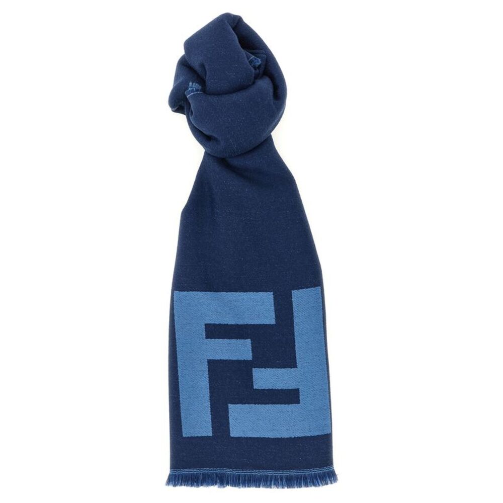 Fendi Blue Virgin Wool Men's Scarf